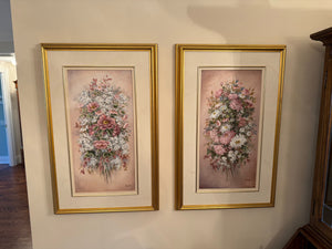 2 Original Oil Paintings by Dawne Barnes 'Spring Treasure' & 'Autumn Bouquet'