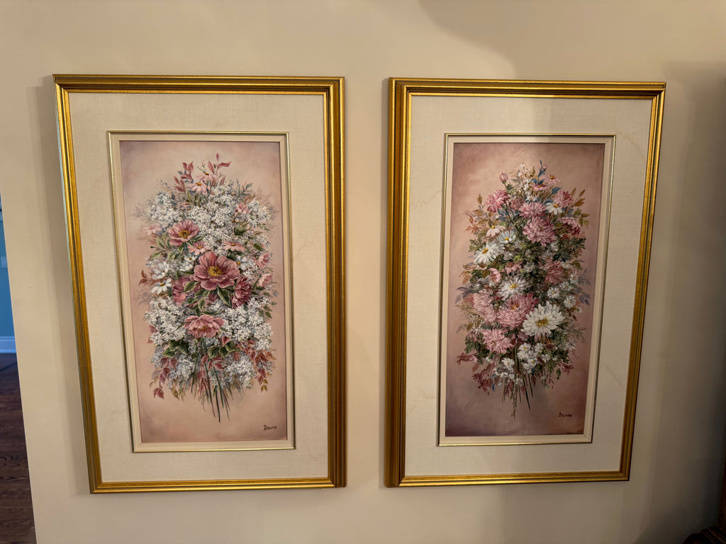 2 Original Oil Paintings by Dawne Barnes 'Spring Treasure' & 'Autumn Bouquet'
