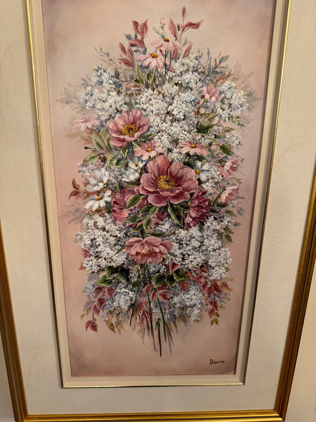 2 Original Oil Paintings by Dawne Barnes 'Spring Treasure' & 'Autumn Bouquet'