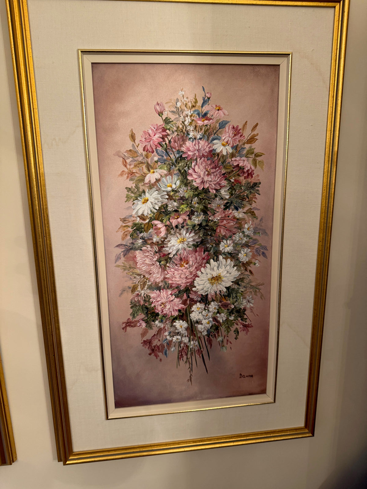 2 Original Oil Paintings by Dawne Barnes 'Spring Treasure' & 'Autumn Bouquet'