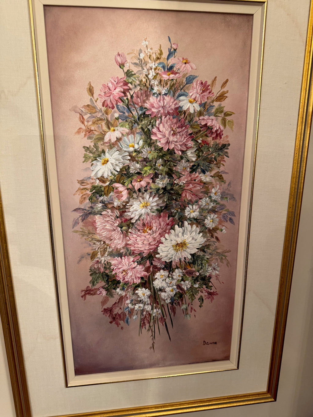 2 Original Oil Paintings by Dawne Barnes 'Spring Treasure' & 'Autumn Bouquet'