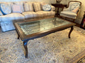 Italian Wood Coffee Table with Beveled Glass