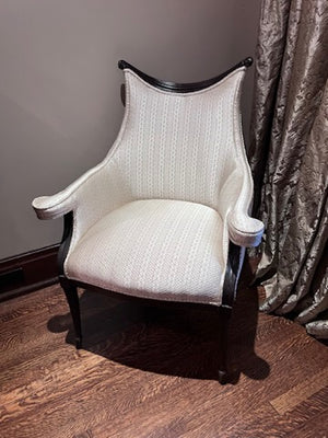 Antique Curved Back Armchair w/Custom Upholstery