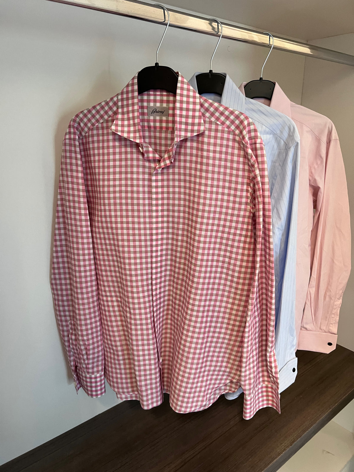 3 Men's Brioni Shirts, Size Large (41, 16")