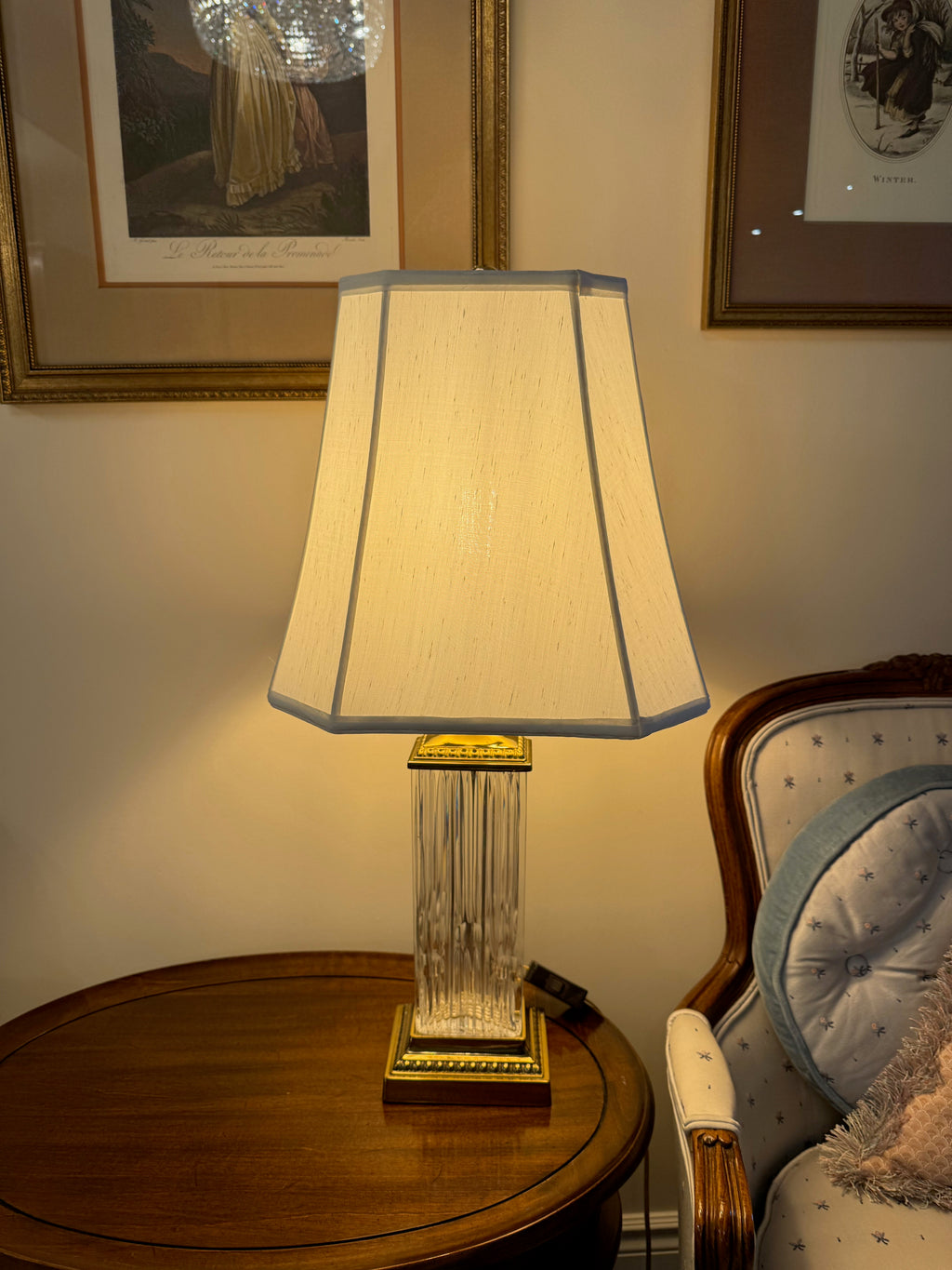 Crystal and Brass Table Lamp