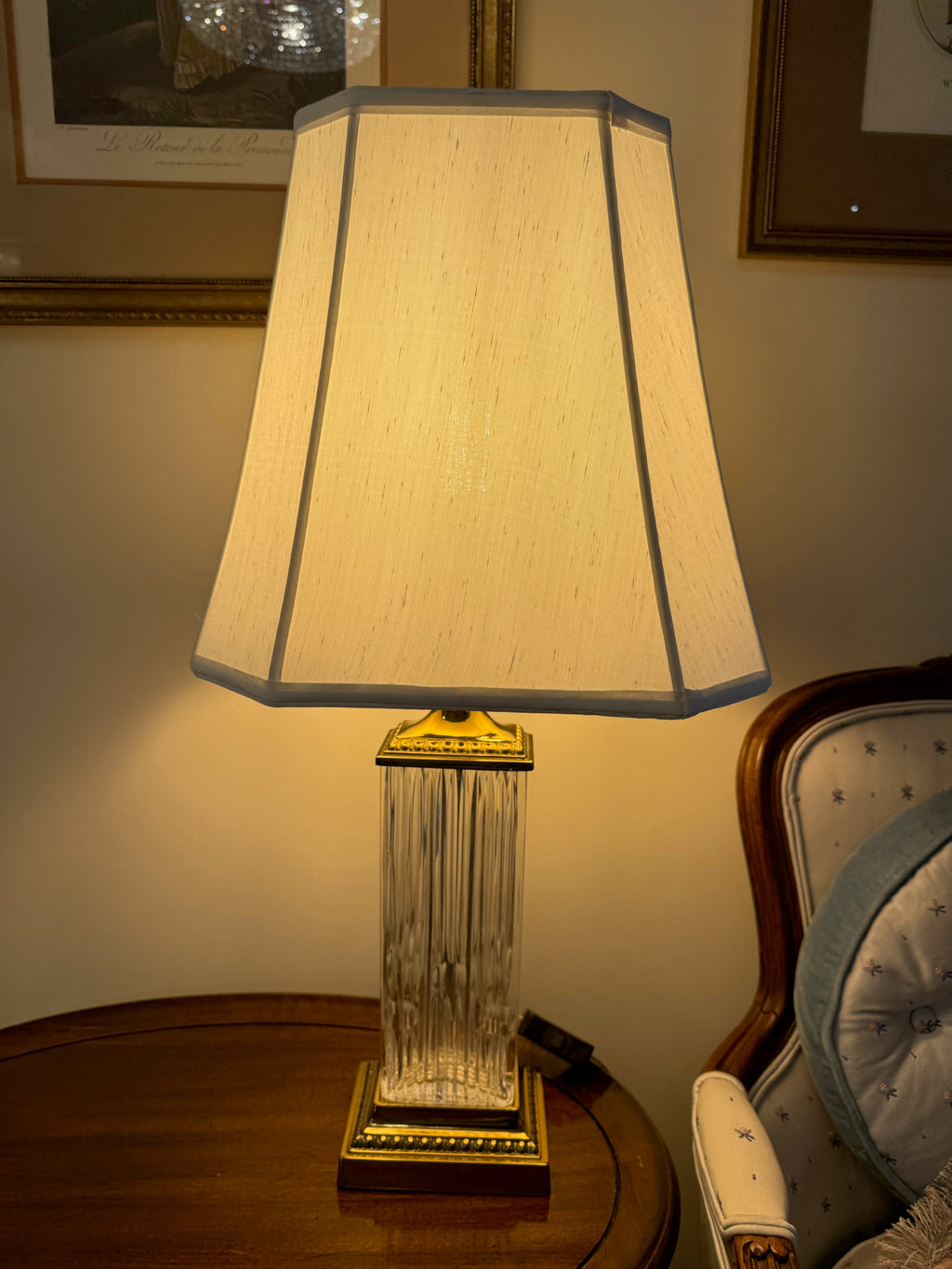 Crystal and Brass Table Lamp