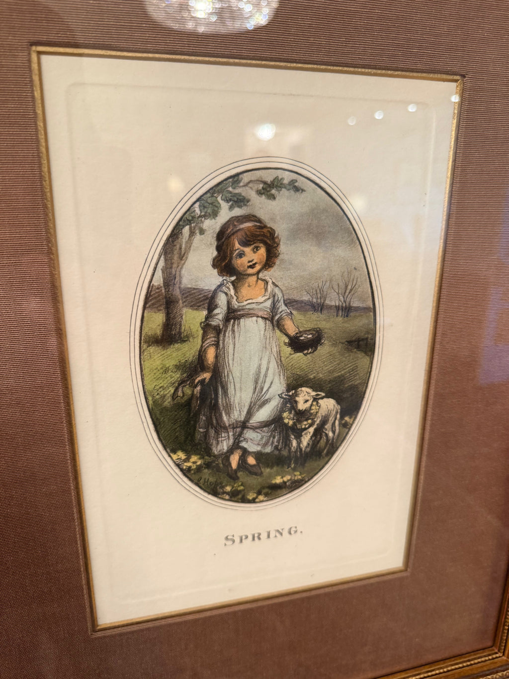Four Seasons- Spring, Restrike from a Stone Lithograph by L. Hope