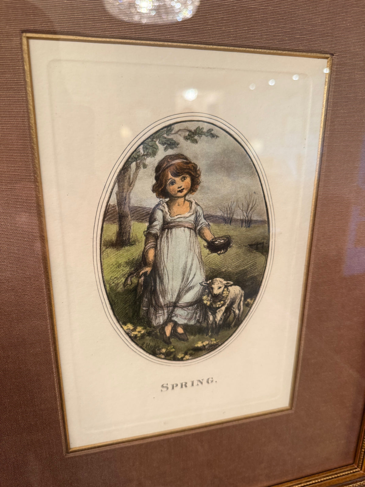 Four Seasons- Spring, Restrike from a Stone Lithograph by L. Hope
