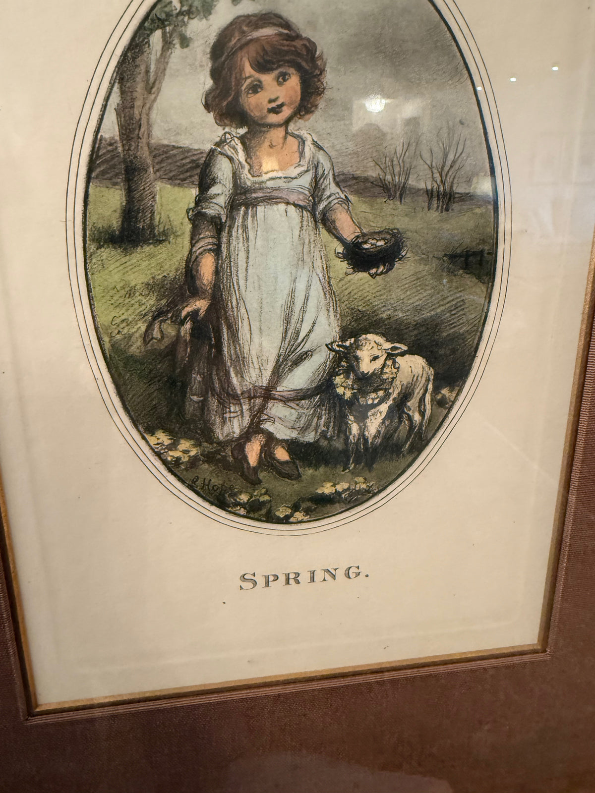 Four Seasons- Spring, Restrike from a Stone Lithograph by L. Hope