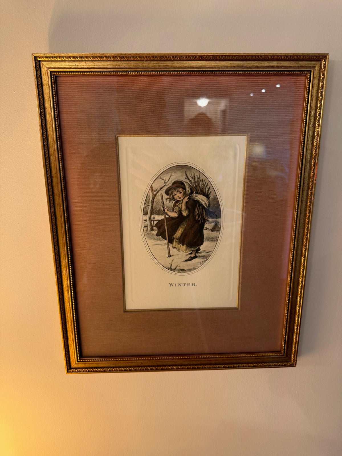 Four Seasons- Winter, Restrike from a Stone Lithograph by L. Hope