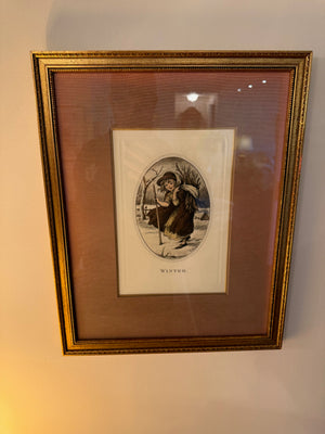 Four Seasons- Winter, Restrike from a Stone Lithograph by L. Hope