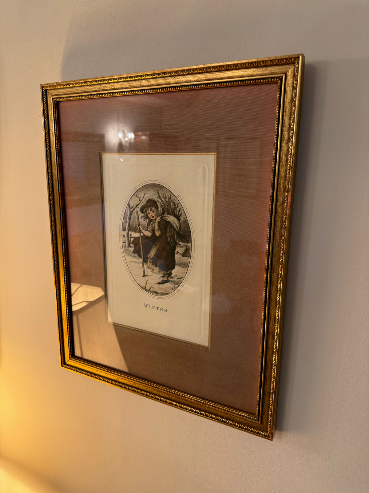 Four Seasons- Winter, Restrike from a Stone Lithograph by L. Hope