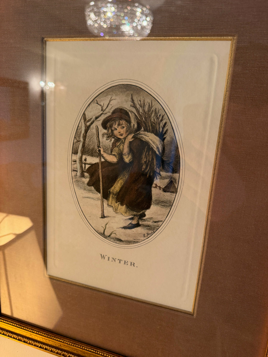 Four Seasons- Winter, Restrike from a Stone Lithograph by L. Hope