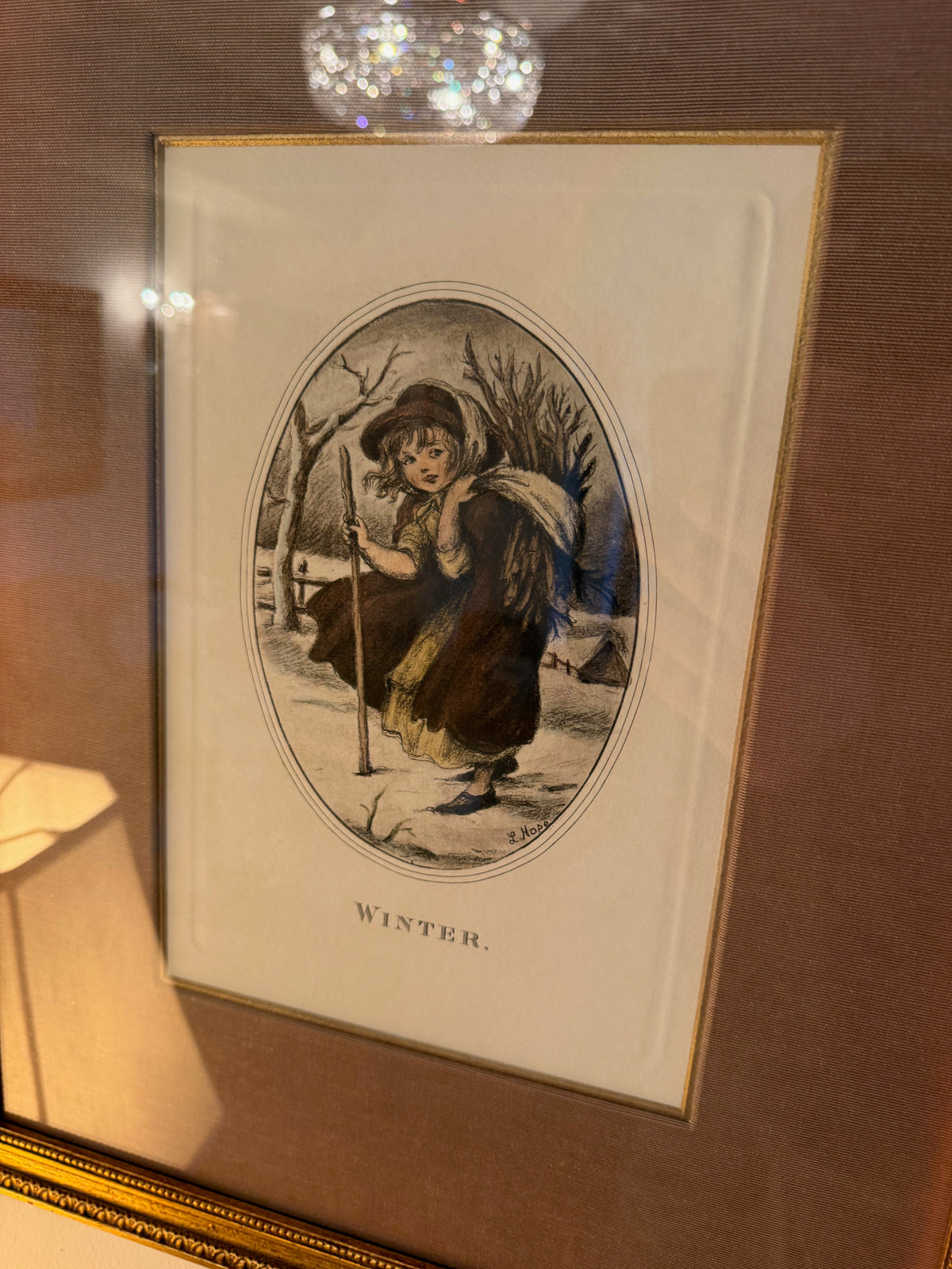 Four Seasons- Winter, Restrike from a Stone Lithograph by L. Hope