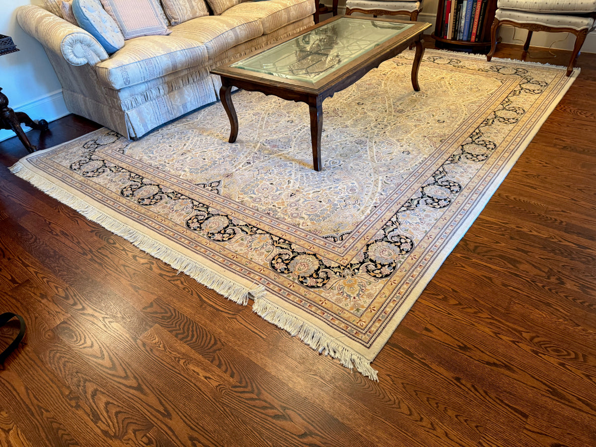 Hand-Knotted 100% Wool Indian Rug- 8x8ft