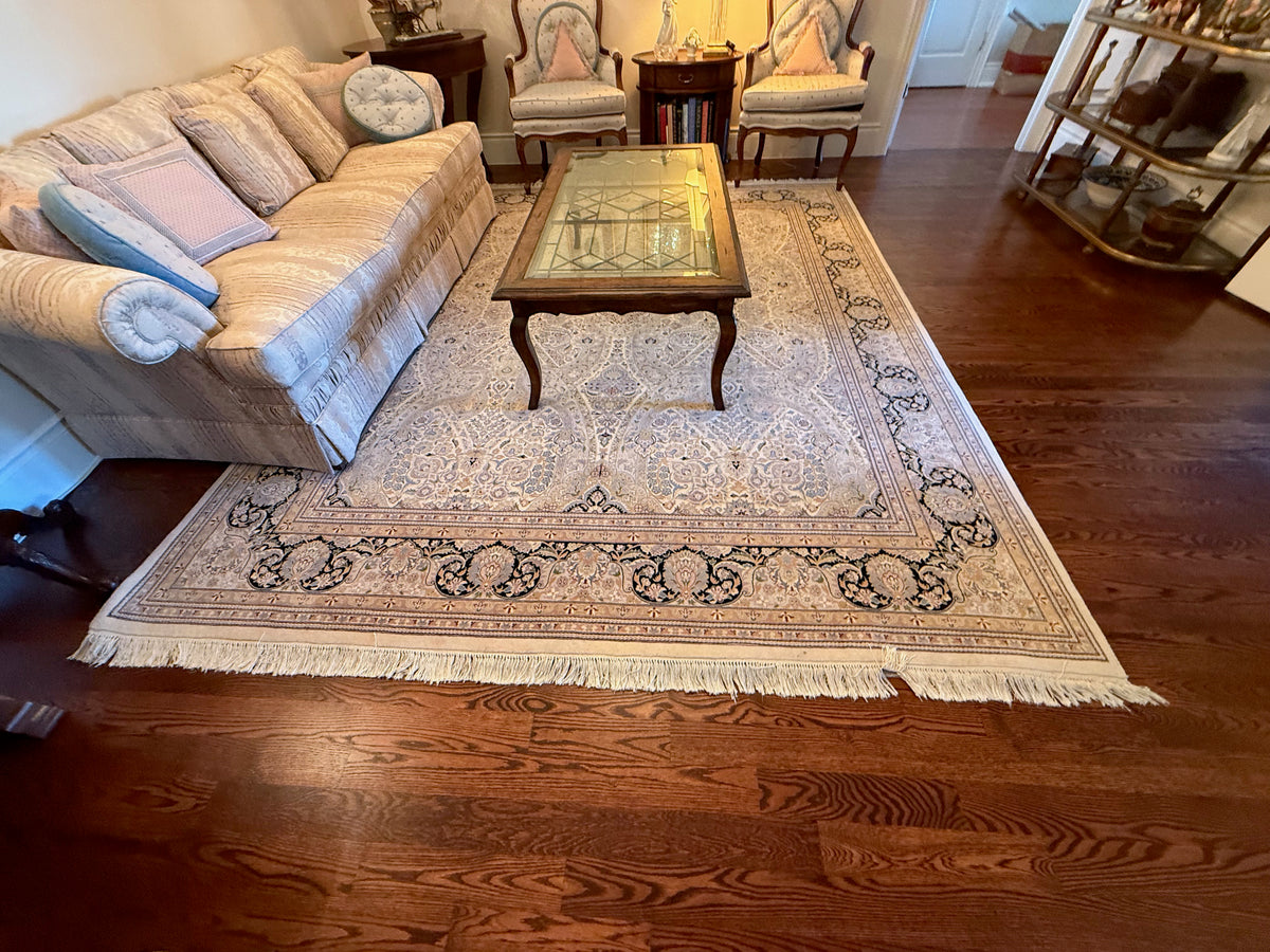 Hand-Knotted 100% Wool Indian Rug- 8x8ft