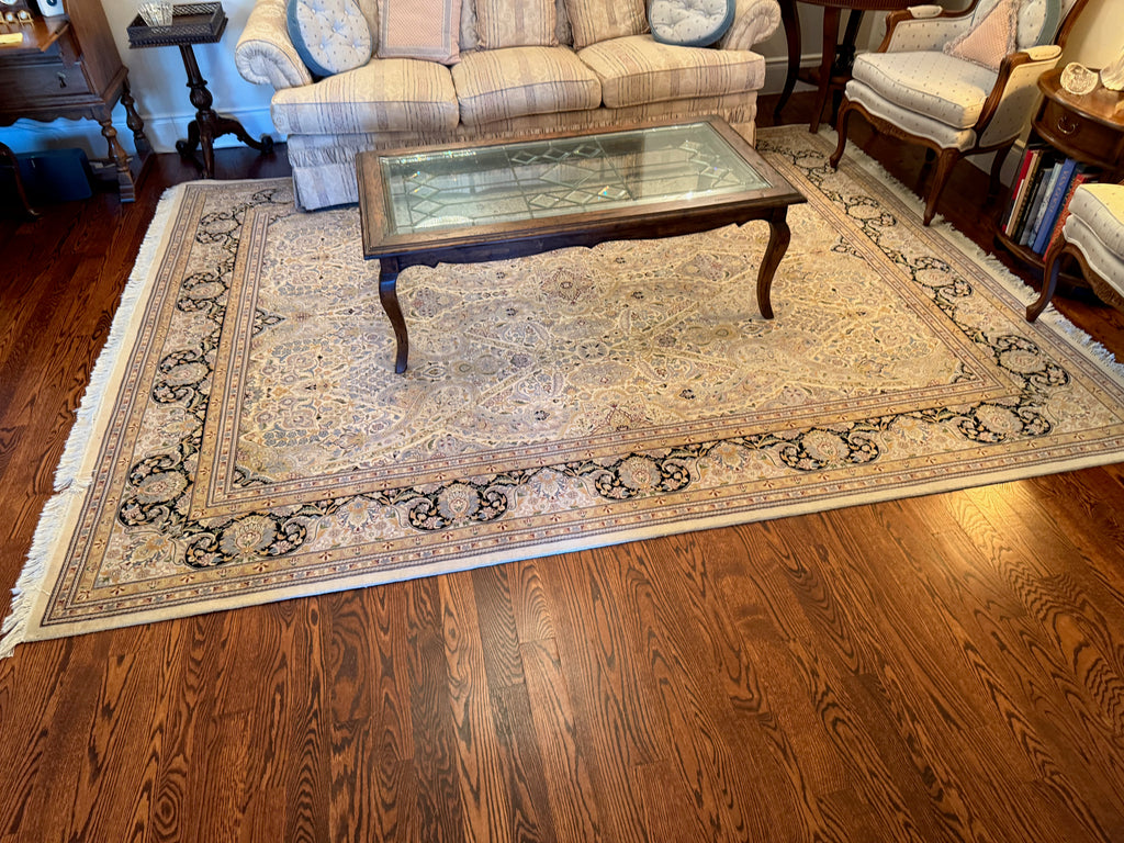 Hand-Knotted 100% Wool Indian Rug- 8x8ft