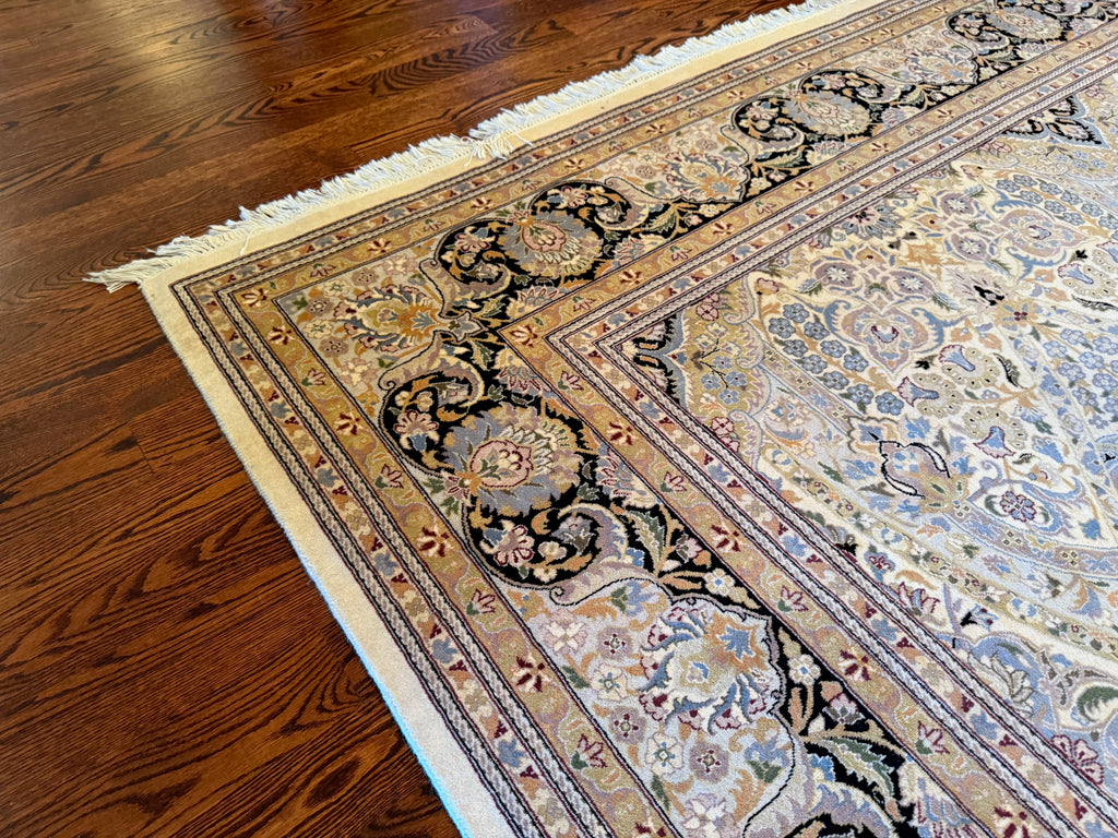 Hand-Knotted 100% Wool Indian Rug- 8x8ft
