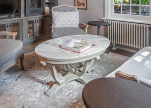 Liberty Furniture Greystone Mill Oval Cocktail Table with Custom Marble Top