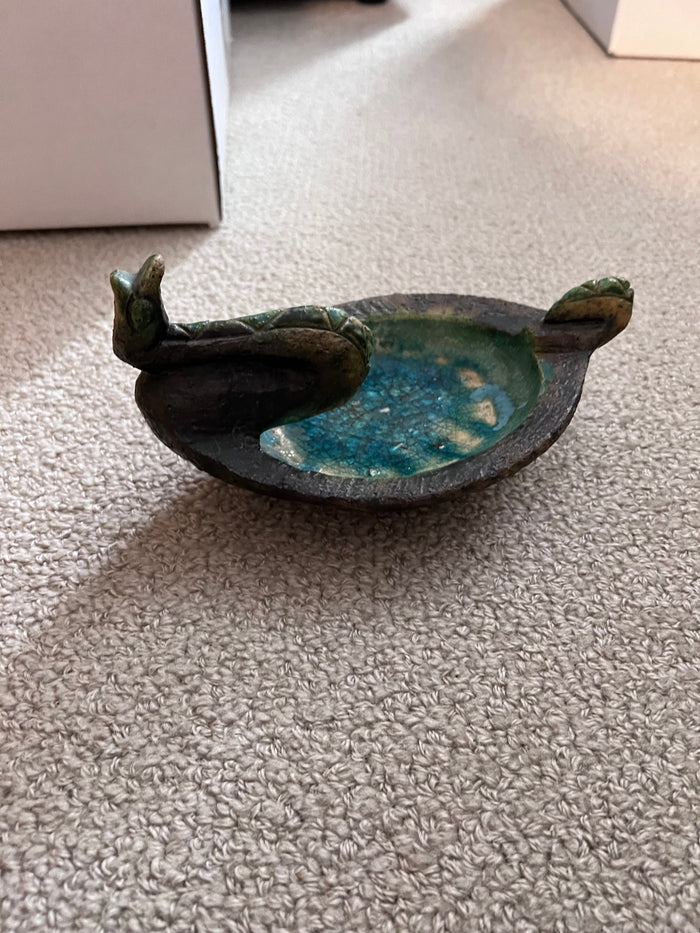 Painted Pottery Snake Dish