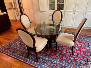 Round Glass Dining Table + 4 Schnadig Chairs