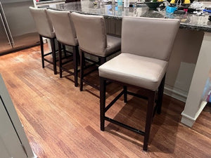 4 Cream/Beige Leather Counter Stools