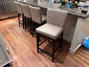 4 Cream/Beige Leather Counter Stools