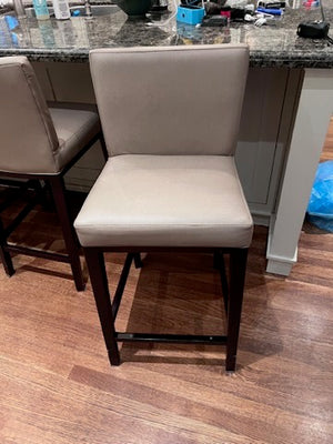 4 Cream/Beige Leather Counter Stools