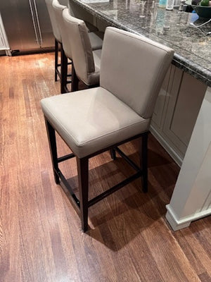 4 Cream/Beige Leather Counter Stools
