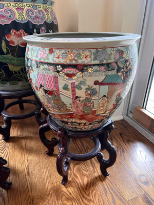 3 Oriental Planters on Stands Lot
