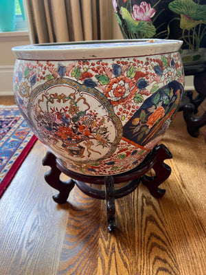3 Oriental Planters on Stands Lot