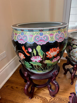 3 Oriental Planters on Stands Lot
