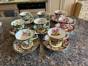 Royal Albert 8 Provincial Flowers Cups & Saucers