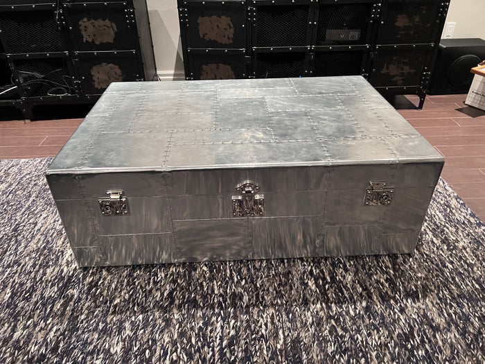 Restoration Hardware Style Trunk Coffee Table- Aluminum