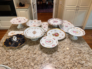 11pc Fine China Cake Plate and Serving Platter Lot