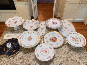 11pc Fine China Cake Plate and Serving Platter Lot