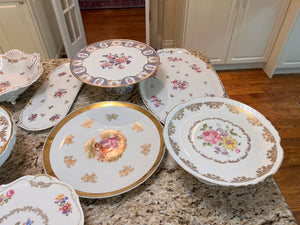 11pc Fine China Cake Plate and Serving Platter Lot