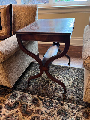 Antique Weiman Heirloom Leather Top Side Table on Casters