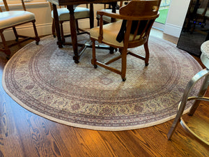 Round Hand-Knotted 100% Wool Indian Cream Mahi Rug- 8ft