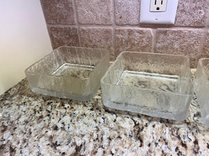 3 Vintage Hoya Japan Glass Square Bowls