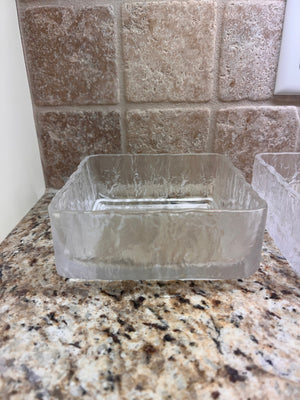 3 Vintage Hoya Japan Glass Square Bowls