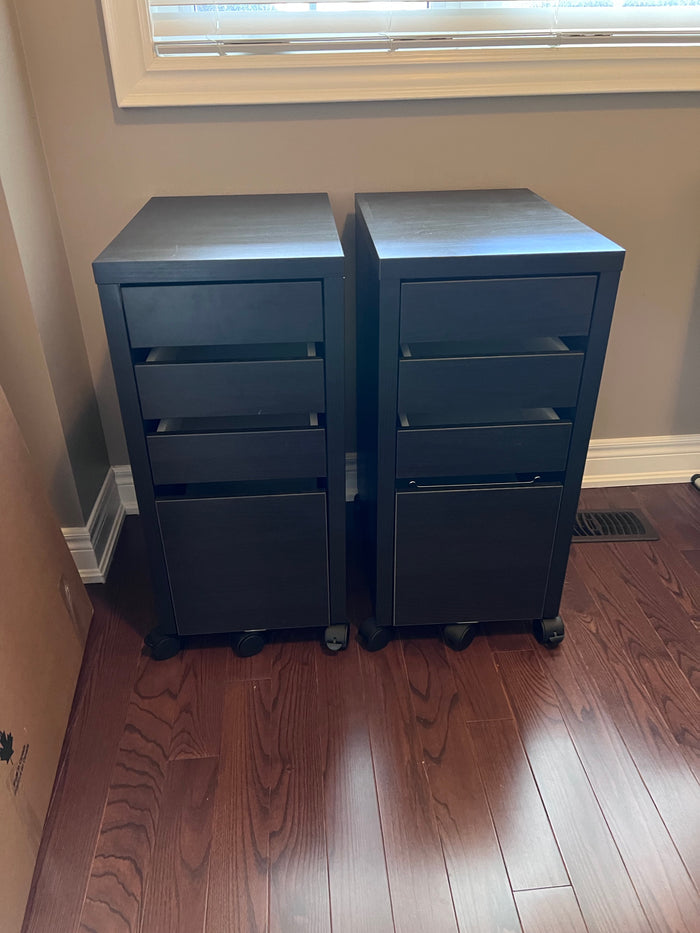 Pair of IKEA MICKE Drawer unit/drop file storage, black-brown (*retail ...
