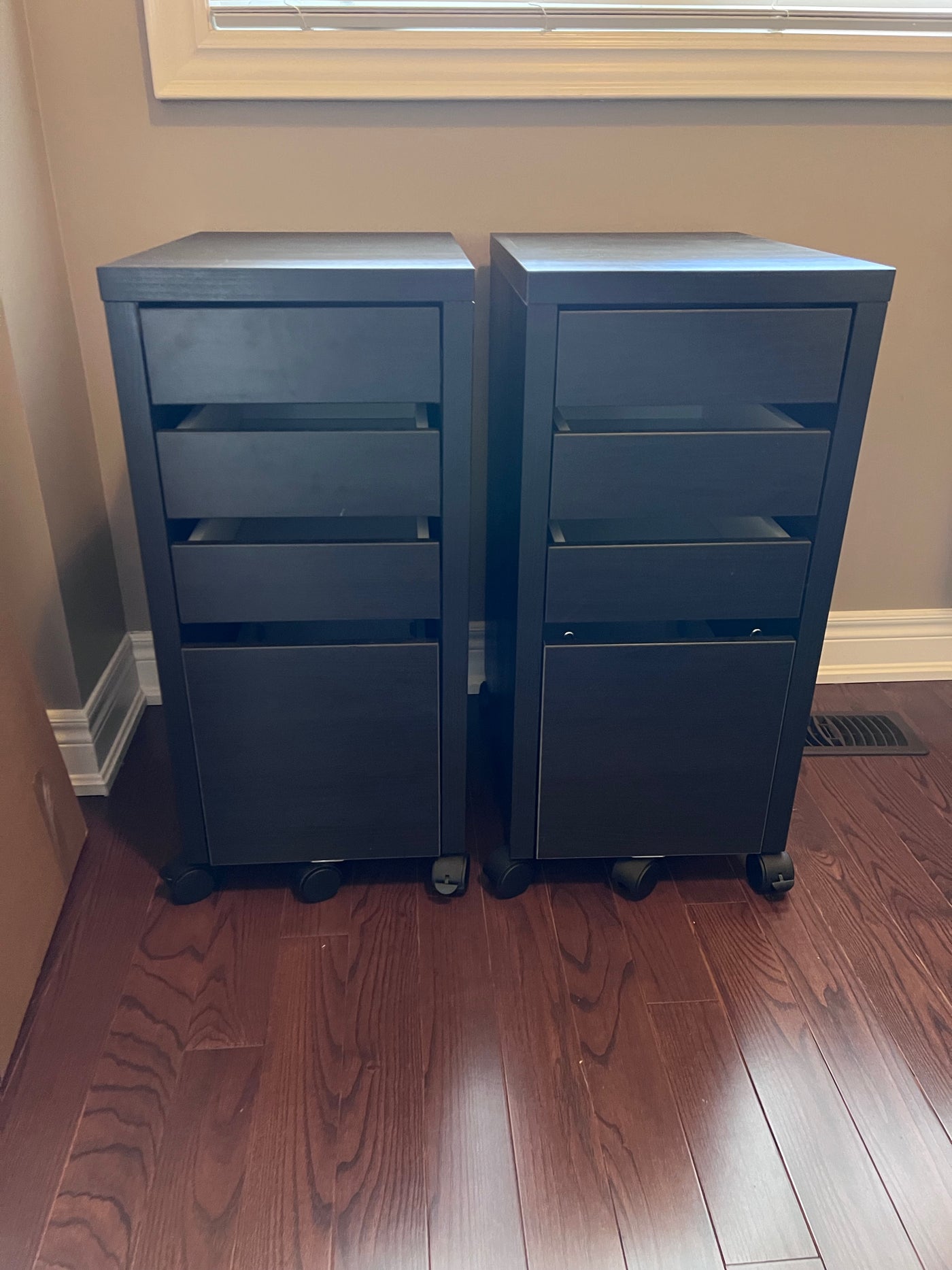 Pair of IKEA MICKE Drawer unit/drop file storage, black-brown (*retail ...