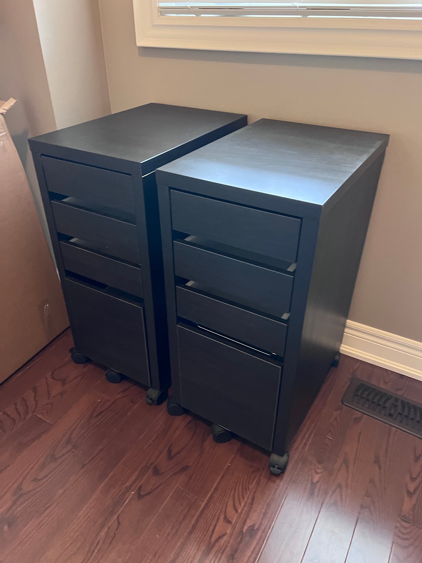 Pair of IKEA MICKE Drawer unit/drop file storage, black-brown (*retail ...