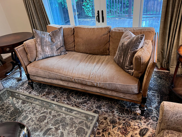 'Southern Furniture Company' Beige Sofa with Wood Frame