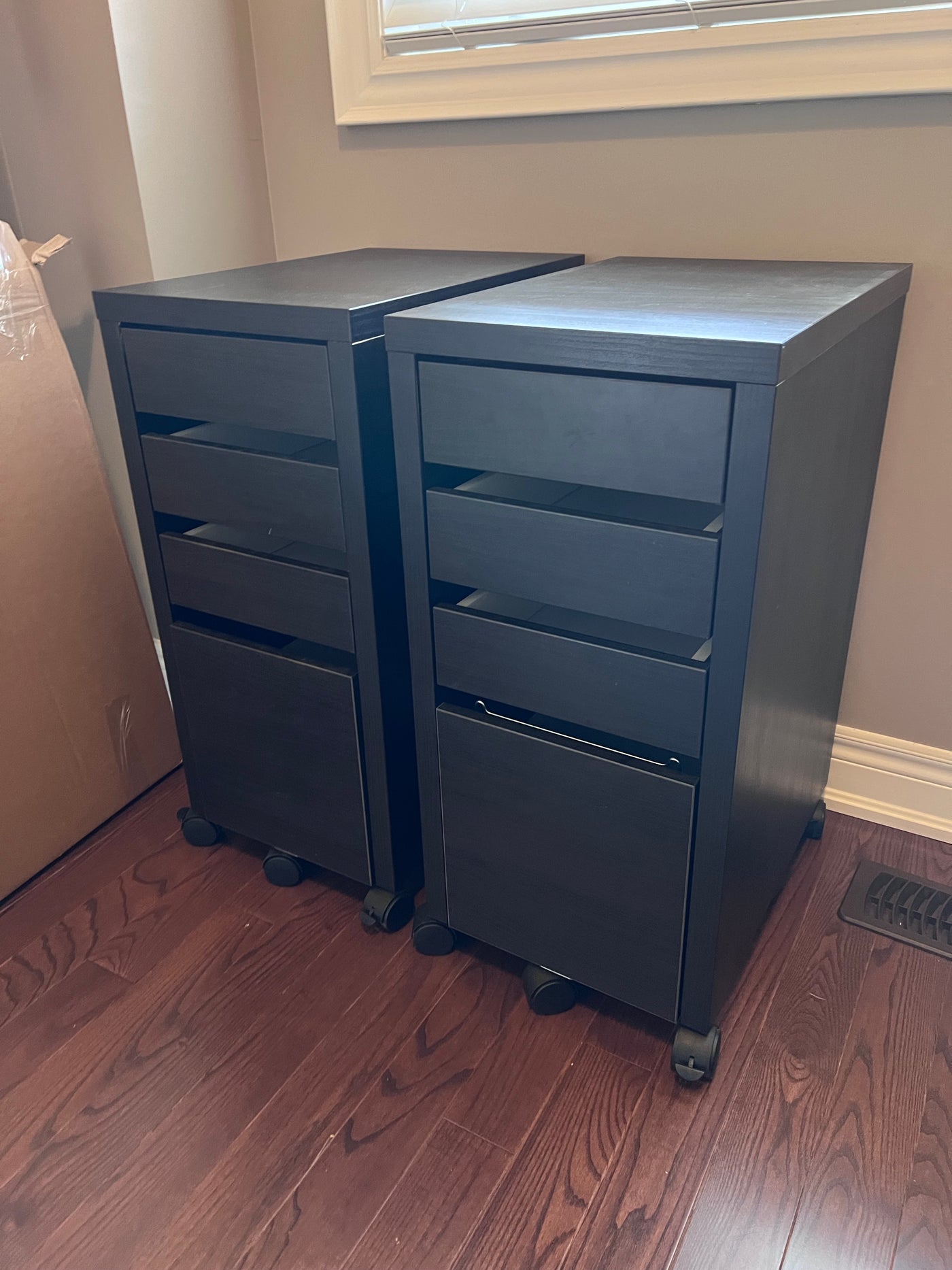 Pair of IKEA MICKE Drawer unit/drop file storage, black-brown (*retail ...