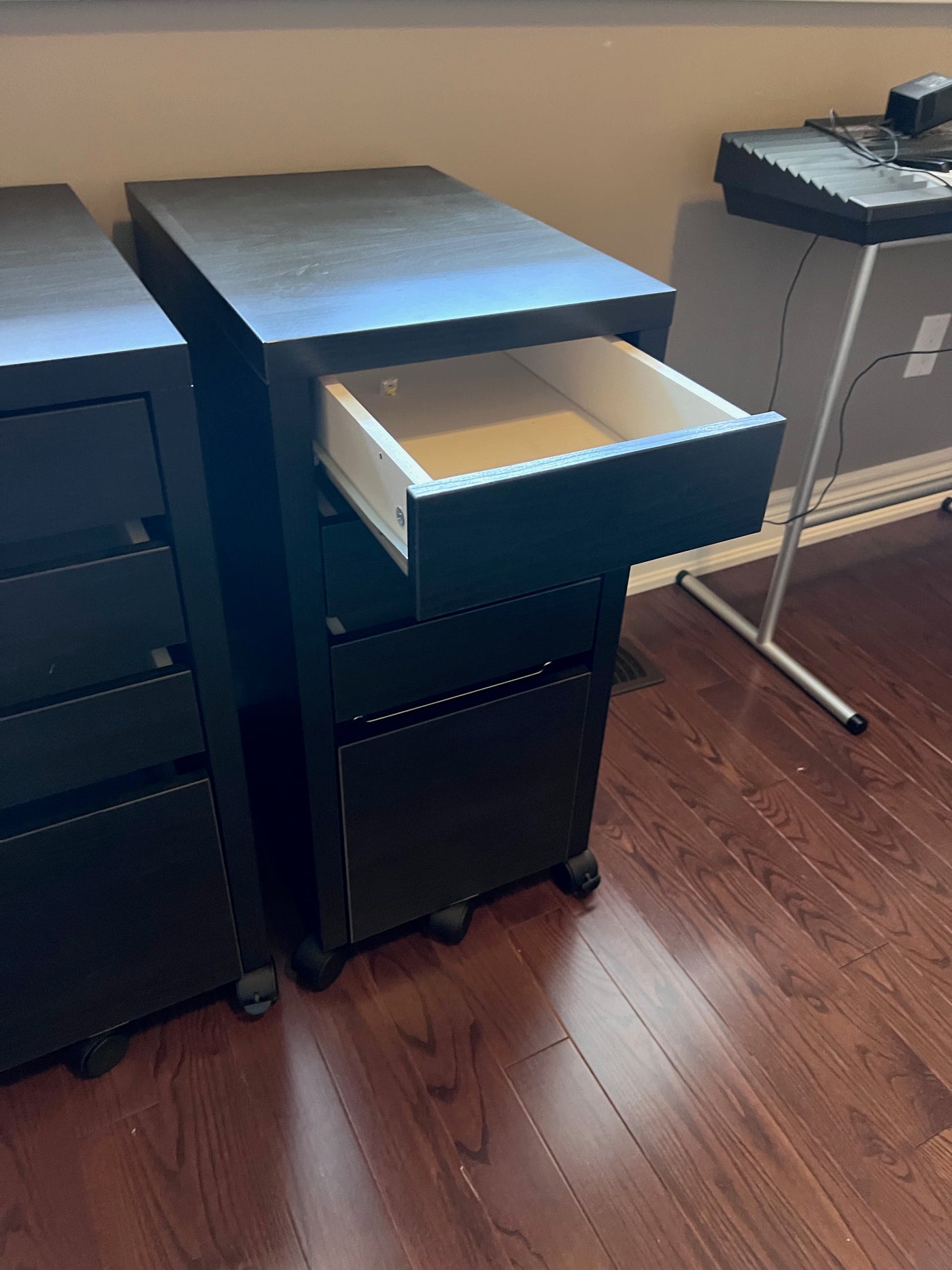 Pair of IKEA MICKE Drawer unit/drop file storage, black-brown (*retail ...