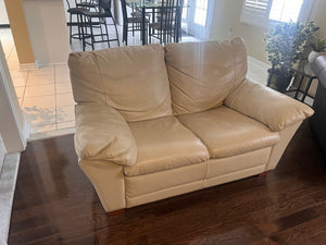 Bonded Leather Cream Love Seat