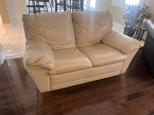 Bonded Leather Cream Love Seat