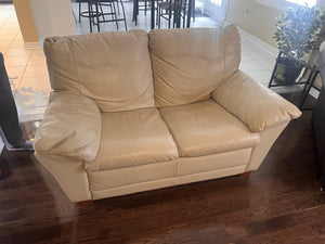 Bonded Leather Cream Love Seat